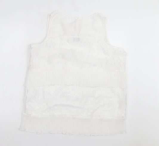 B.You Womens White Viscose Basic Tank Size 16 V-Neck