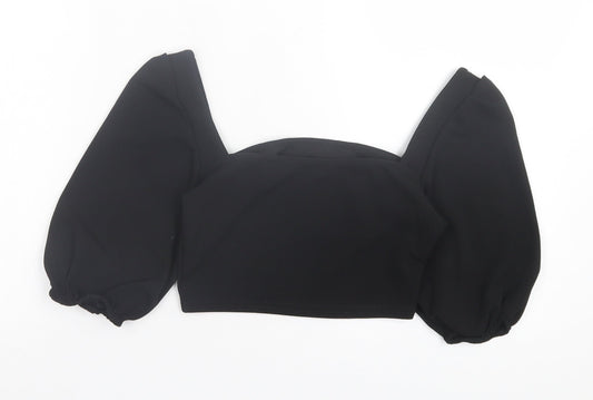 Womens UK Size 6 PRETTYLITTLETHING Black Cropped T-Shirt