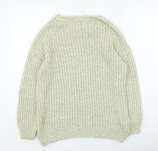 Womens UK Size S peacoks Gold Pullover Jumper