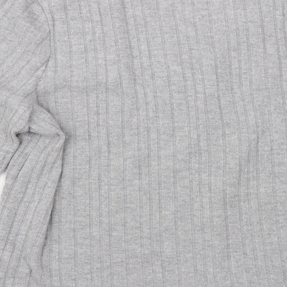 Primark Womens Grey V-Neck Polyester Pullover Jumper Size L