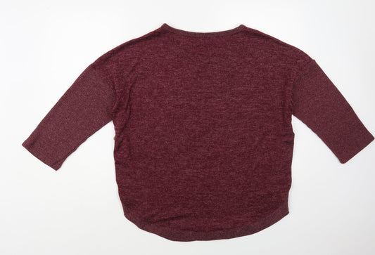 Absolutely Famous Womens Purple Boat Neck Polyester Pullover Jumper Size XL