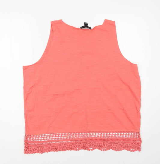 Atmosphere Womens Pink Cotton Basic Tank Size 18 Boat Neck