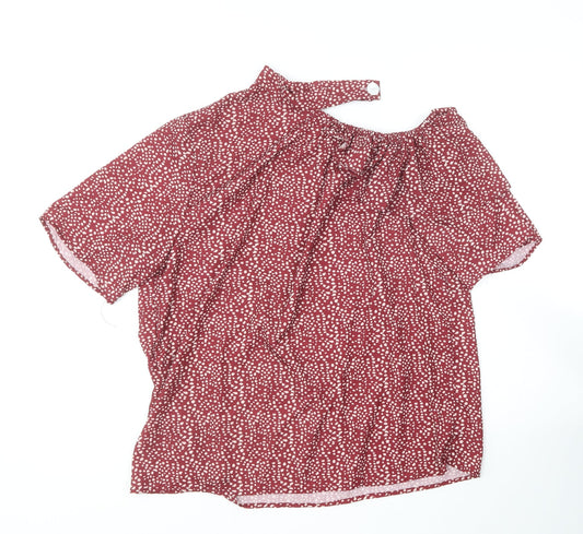 SheIn Womens Red Polka Dot Polyester Basic Blouse Size L Halter