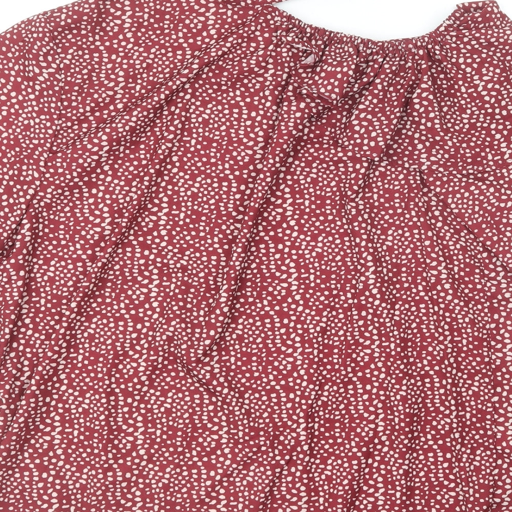 SheIn Womens Red Polka Dot Polyester Basic Blouse Size L Halter