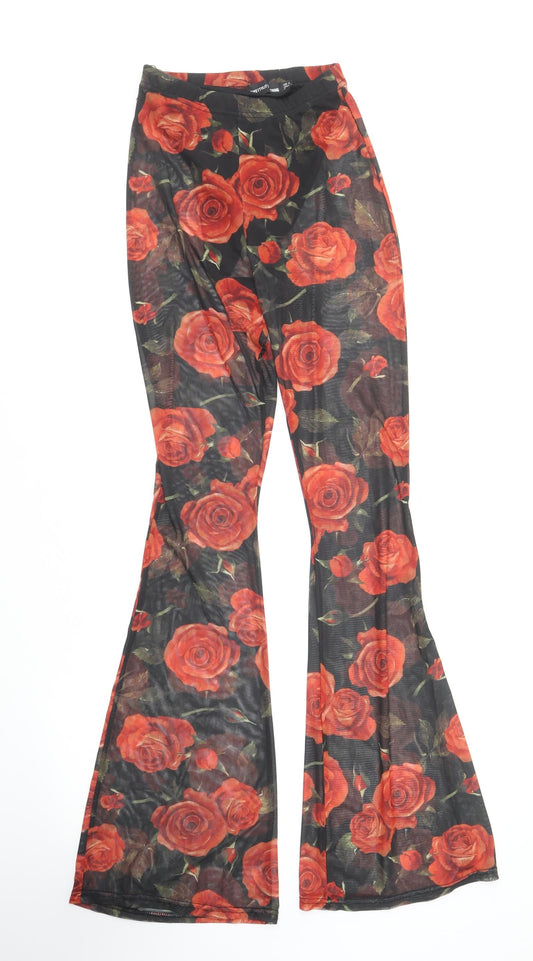 Womens UK Size 4 PRETTYLITTLETHING Regular Fit Black Trousers