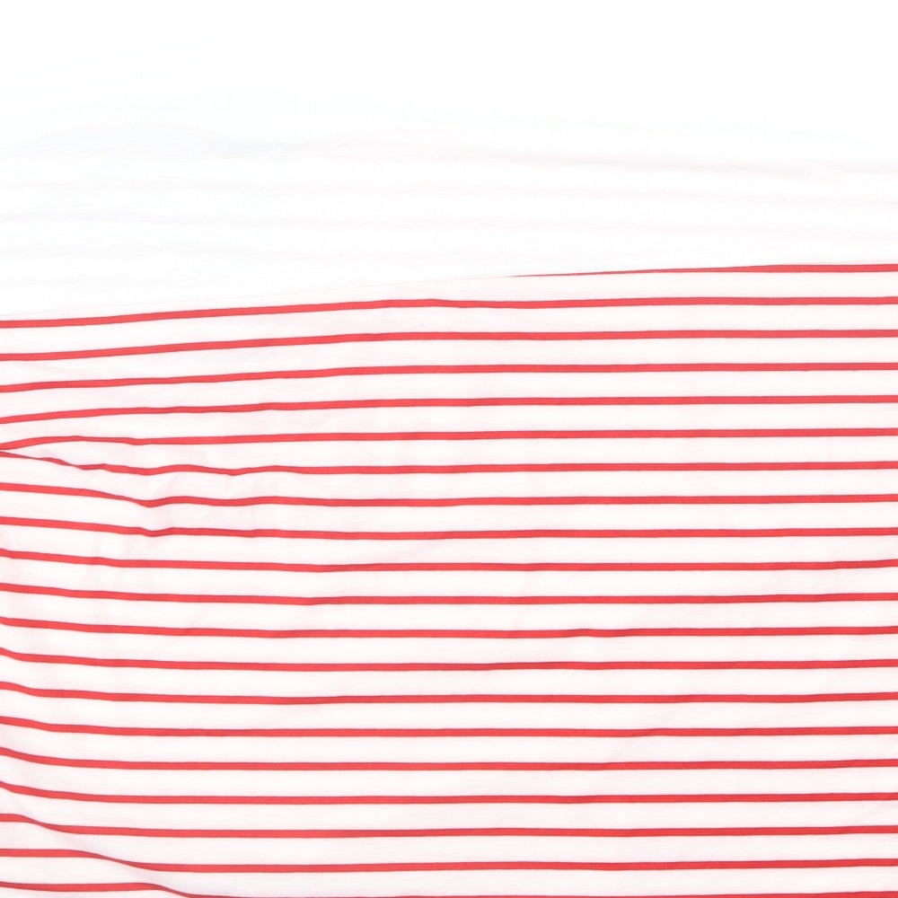 SheIn Womens Red Striped Cotton Basic T-Shirt Size 3XL Round Neck