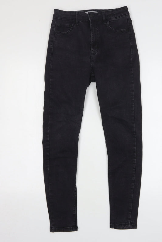 Womens UK Size 10 Bershka Regular Fit Skinny Black Jeans