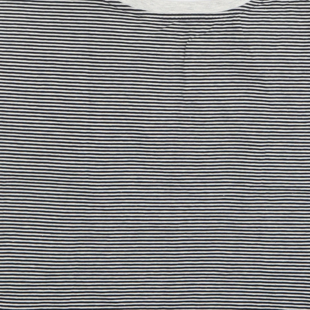 TU Girls Black Striped Cotton Basic T-Shirt Size 9 Years Round Neck