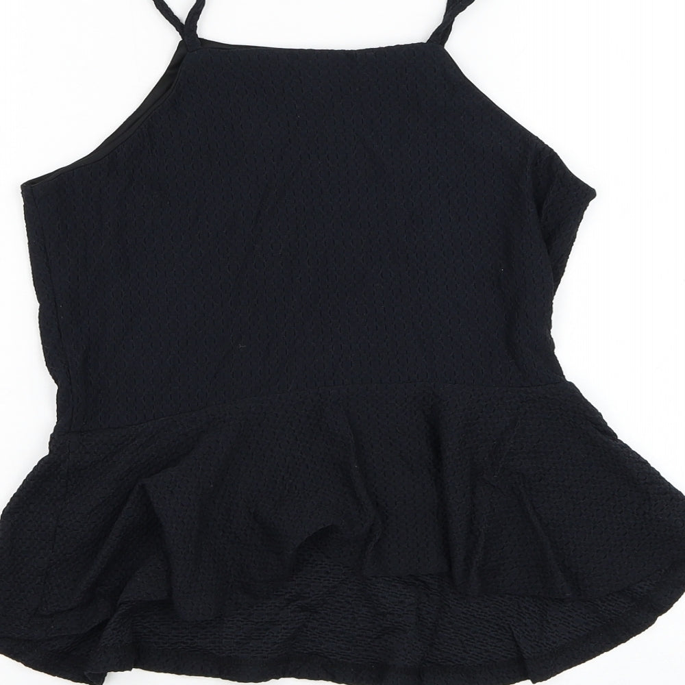 Womens UK Size 10 Topshop Black Basic Tank