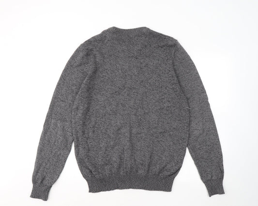 Atlantic Bay Mens Grey Round Neck Cotton Pullover Jumper Size M