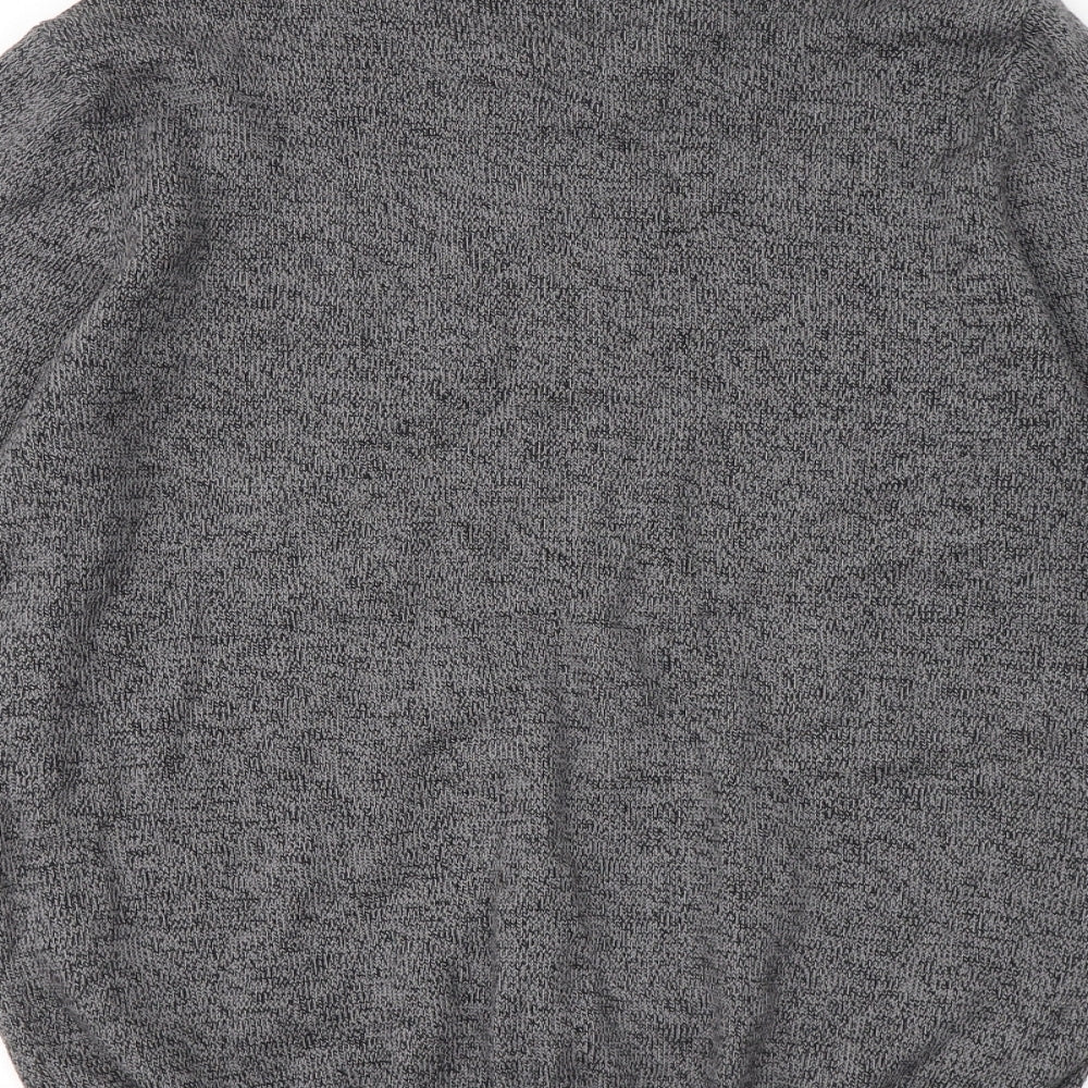 Atlantic Bay Mens Grey Round Neck Cotton Pullover Jumper Size M