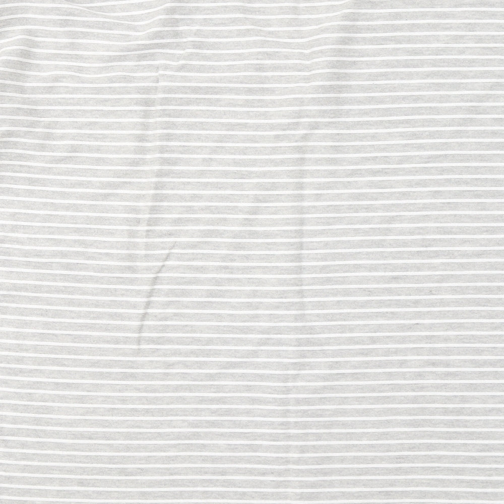 Nutmeg Womens Grey Striped Cotton Basic T-Shirt Size 12 V-Neck