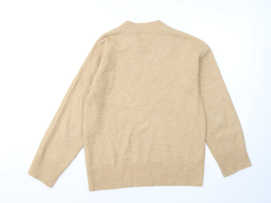 George Womens Brown Mock Neck Polyester Pullover Jumper Size 8