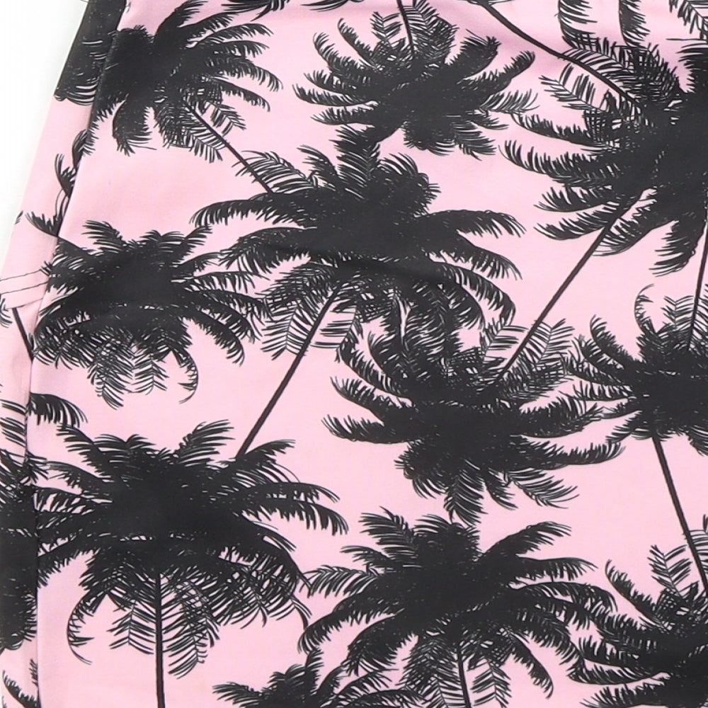 Missguided Womens Pink Floral Polyester A-Line Skirt Size 10