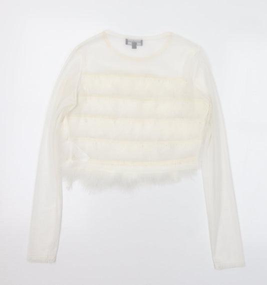 Womens UK Size 8 PRETTYLITTLETHING White Cropped Blouse