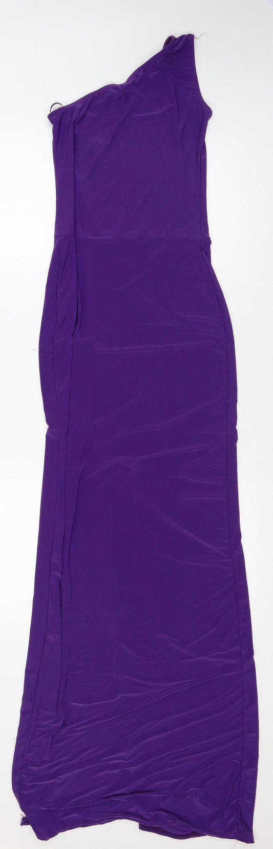 Boohoo Womens Purple Polyester Maxi Size 8 One Shoulder