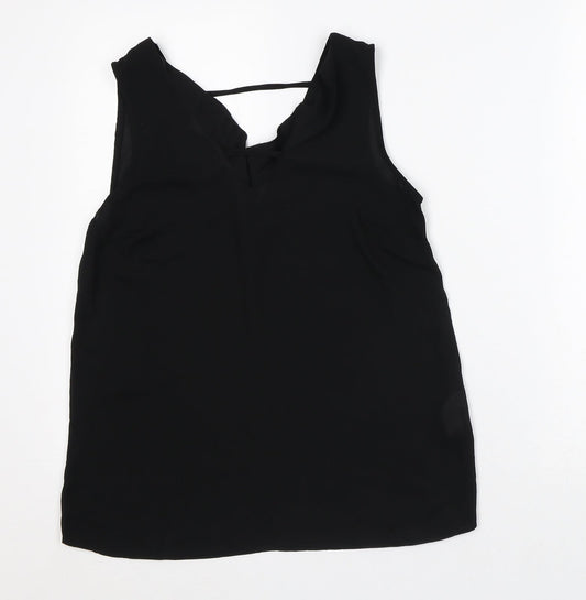 F&F Womens Black Polyester Basic Tank Size 6 V-Neck