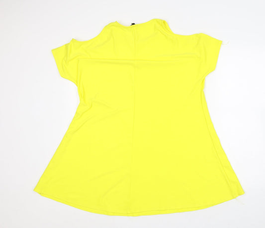 River Island Womens Yellow Polyester A-Line Size 8 Round Neck