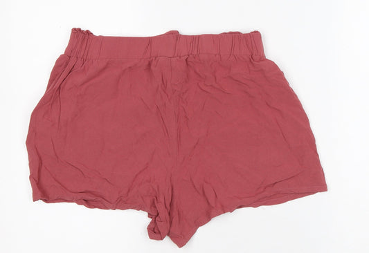 Primark Womens Red Viscose Paperbag Shorts Size 12 L4 in Regular