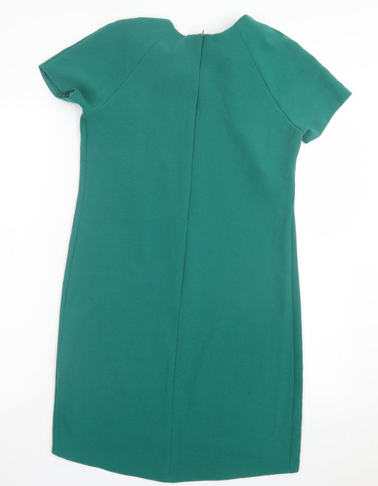 Atmosphere Womens Green Polyester T-Shirt Dress Size 6 Round Neck Zip