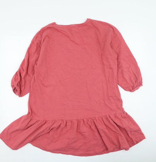 New Look Womens Pink Cotton Fit & Flare Size 14 Round Neck