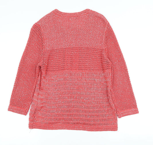 Gerry Weber Womens Red Scoop Neck Viscose Full Zip Jumper Size 14