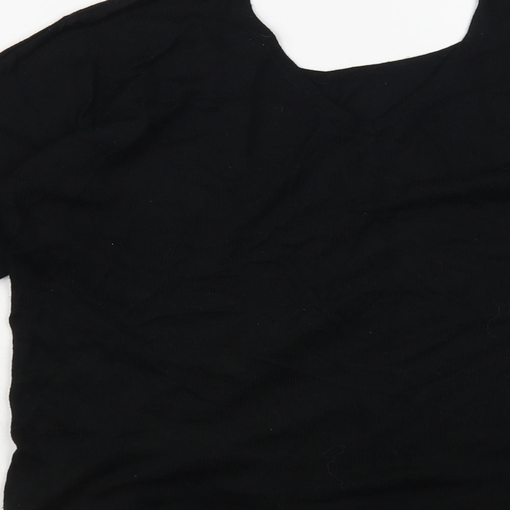 F&F Womens Black Boat Neck Viscose Pullover Jumper Size 10