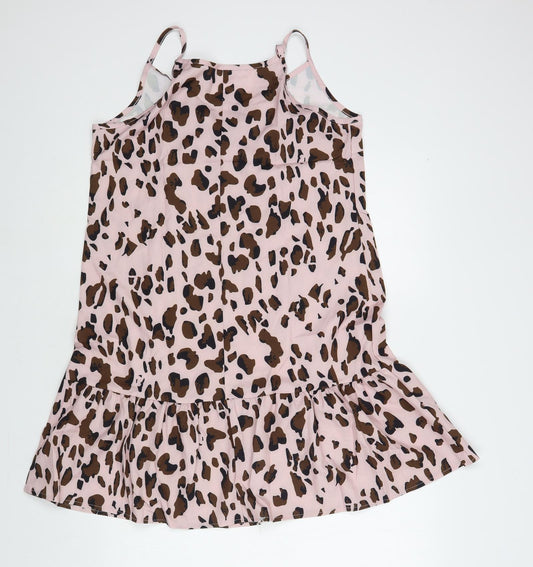Preworn Womens Pink Animal Print Polyester A-Line Size S V-Neck Pullover
