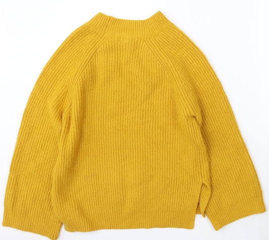 Primark Womens Yellow Mock Neck Acrylic Pullover Jumper Size 10
