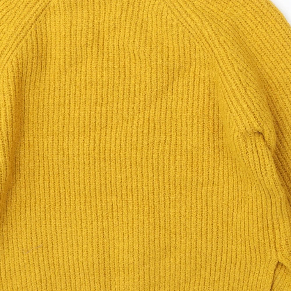 Primark Womens Yellow Mock Neck Acrylic Pullover Jumper Size 10