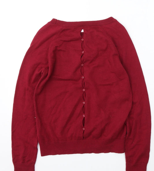 Limited Womens Red Round Neck Cotton Pullover Jumper Size 10