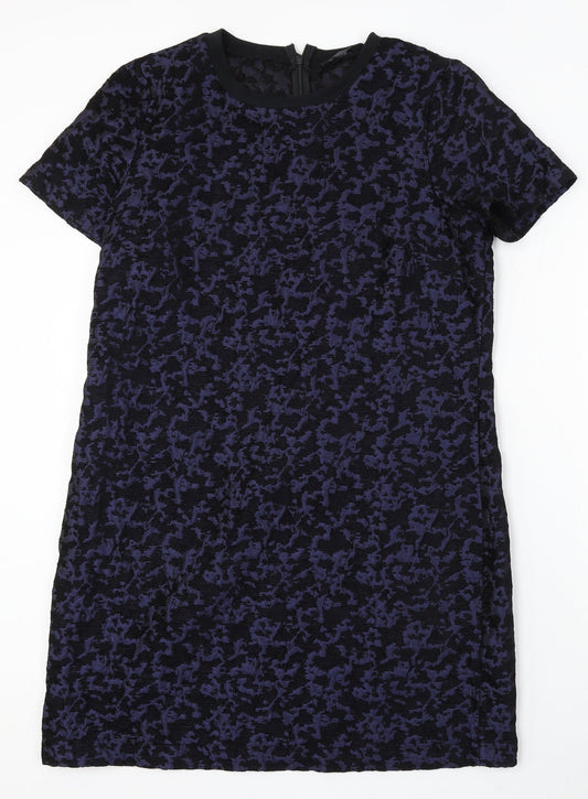 F&F Womens Purple Geometric Polyester Sheath Size 14 Round Neck