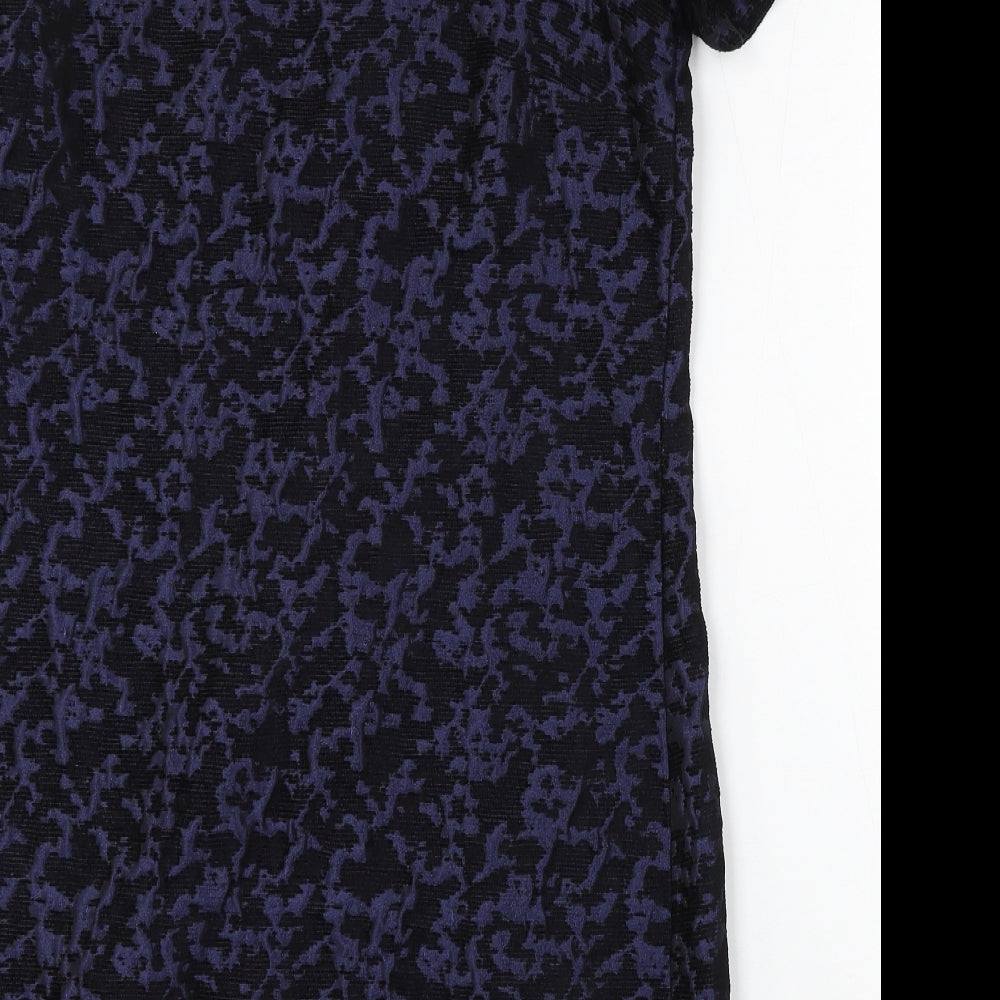 F&F Womens Purple Geometric Polyester Sheath Size 14 Round Neck