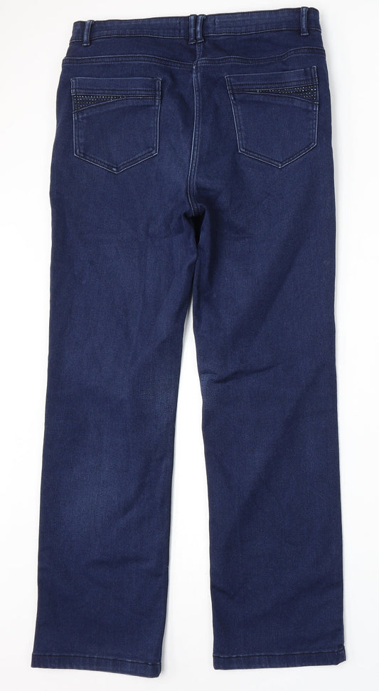 Per Una Womens Blue Polyester Straight Jeans Size 32 L29 in Regular Button