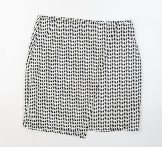 Miss Selfridge Womens White Geometric Polyester Mini Skirt Size 10