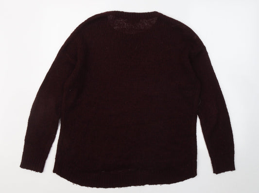 New Look Mens Red Round Neck Acrylic Pullover Jumper Size M