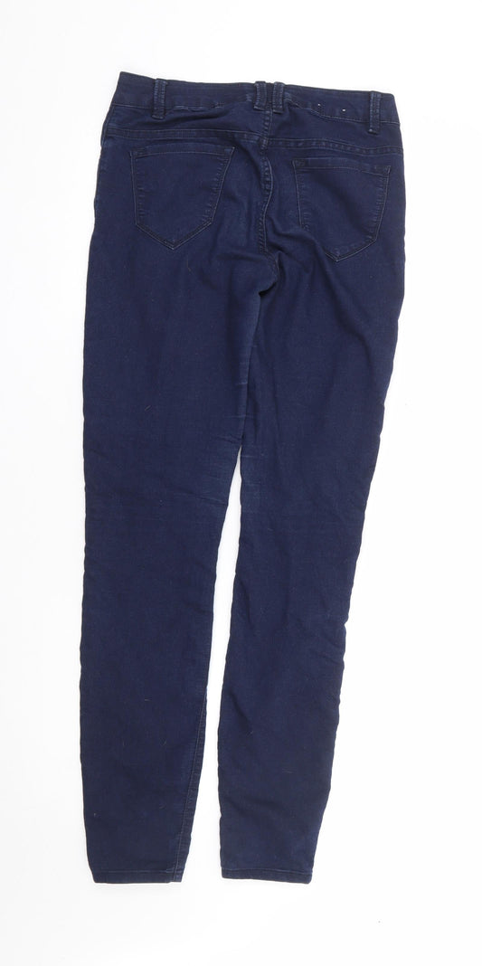 New Look Womens Blue Cotton Skinny Jeans Size 8 L30 in Extra-Slim Zip