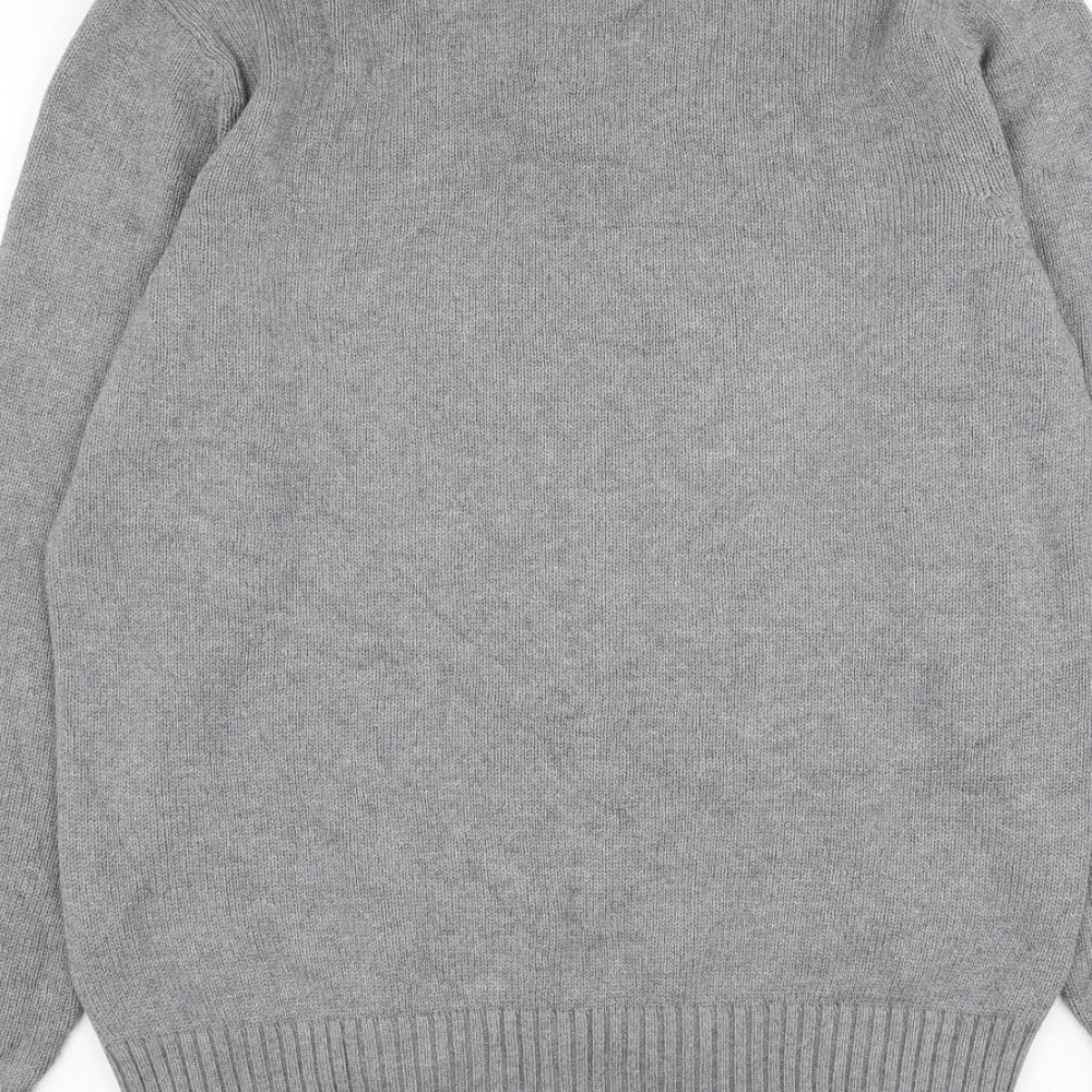 BHS Mens Grey Mock Neck Cotton Henley Jumper Size S