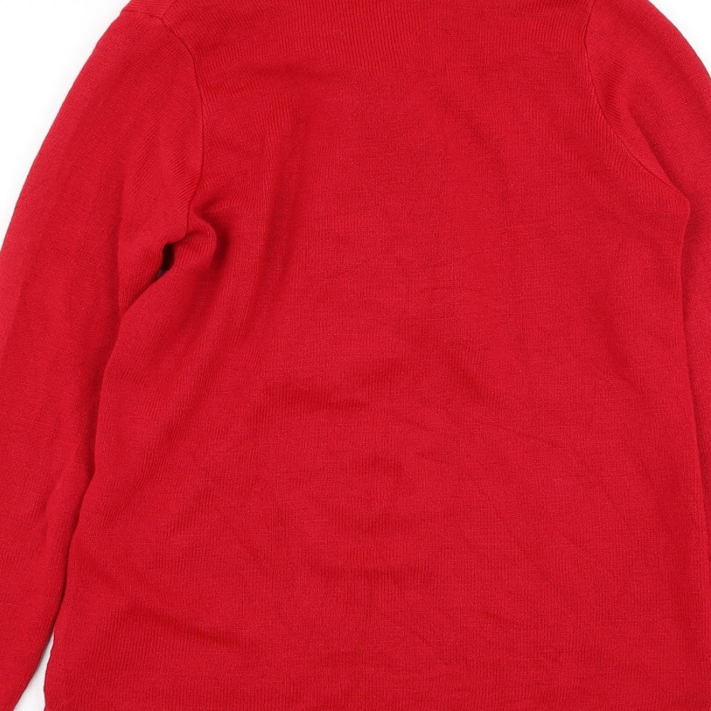 Envy Womens Red Round Neck Acrylic Pullover Jumper Size S