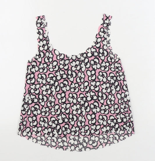 Topshop Womens Pink Geometric Polyester Camisole Tank Size 4 Scoop Neck