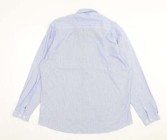 Mens UK Size 2XL Cedar Wood State Blue Button-Up Long Sleeve Casual Shirt