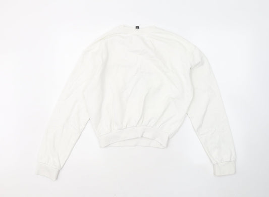 Womens UK Size 2XS Divided by H&M White Pullover Sweatshirt