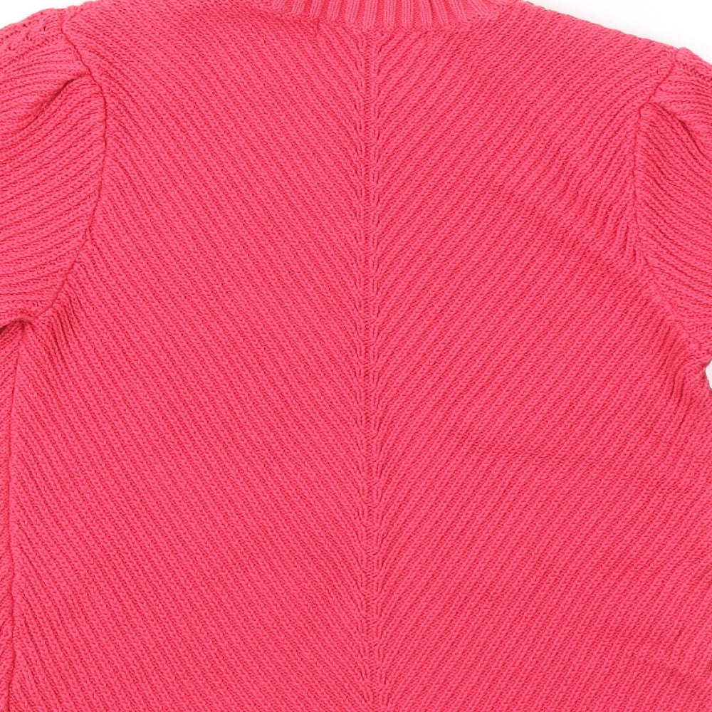Marks and Spencer Womens Pink Round Neck Cotton Pullover Jumper Size 12