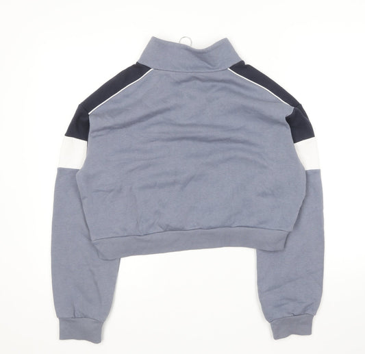 H&M Womens Blue Cotton Pullover Sweatshirt Size S Zip