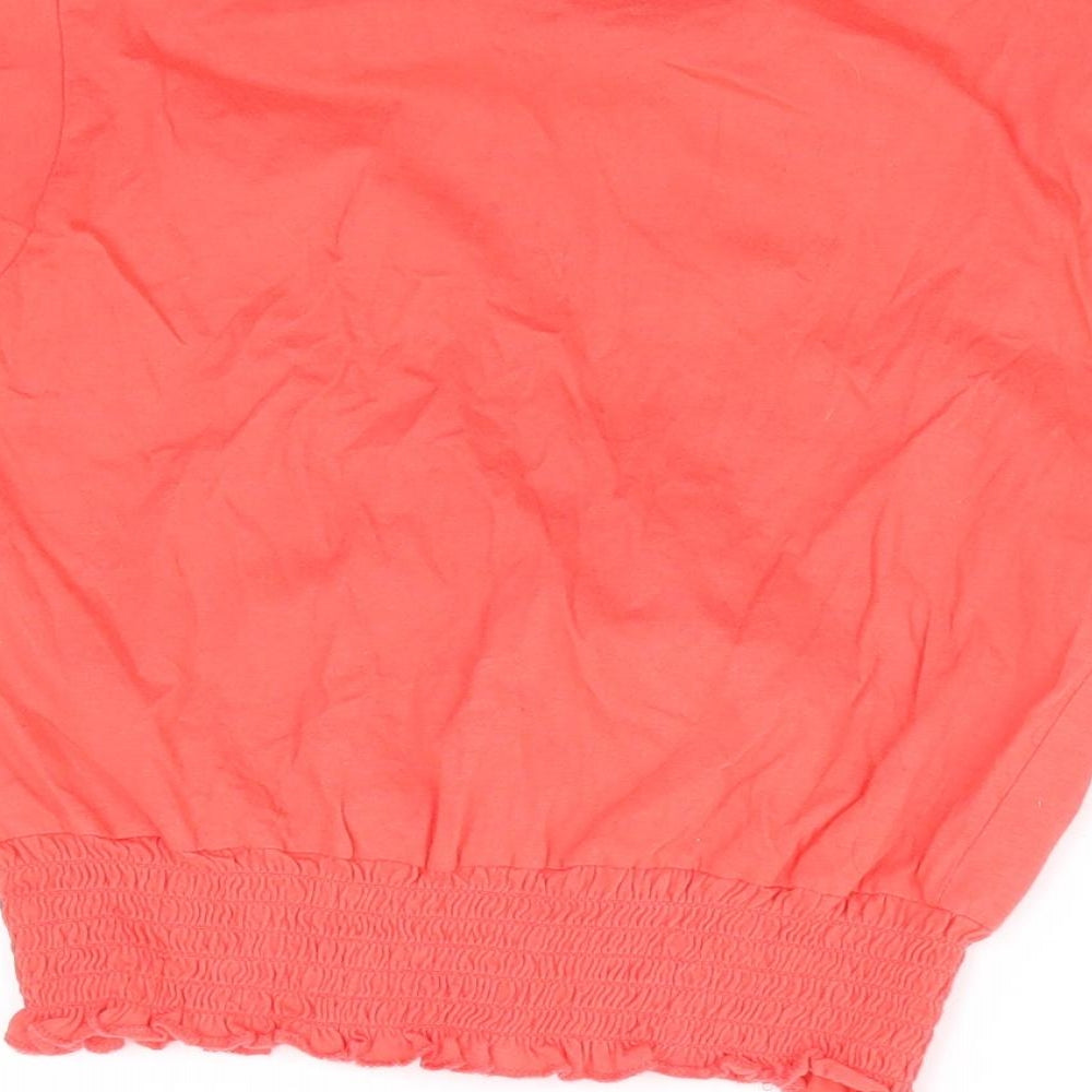 E-vie Womens Red 100% Cotton Cropped T-Shirt Size 10 Scoop Neck