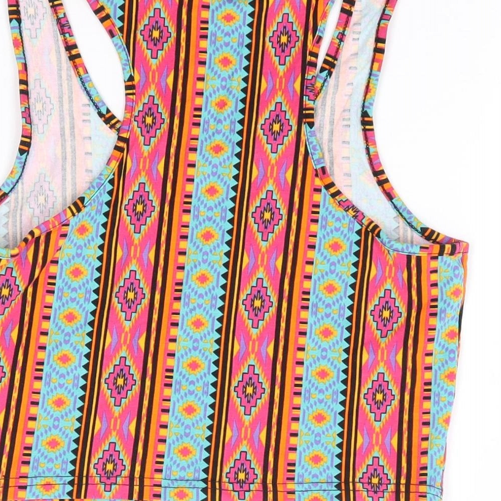 Womens UK Size 10 New Look Multicoloured Cropped Tank