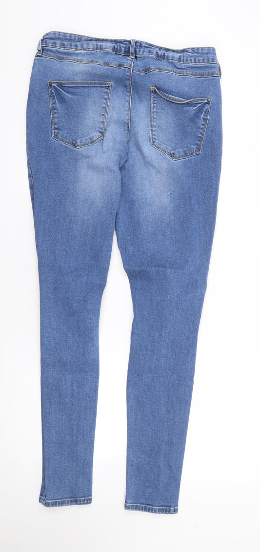 F&F Womens Blue Cotton Skinny Jeans Size 32 L31 in Regular Zip