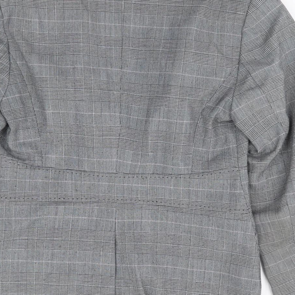 NEXT Womens Grey Check Polyester Jacket Suit Jacket Size 12