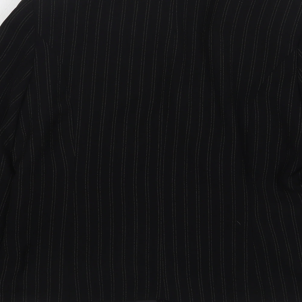 Klass Womens Black Striped Polyester Jacket Blazer Size 14