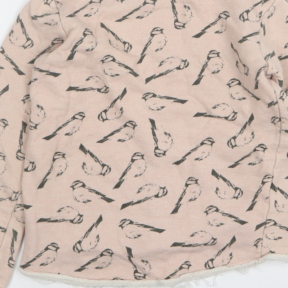 Mango Girls Pink Geometric Cotton Pullover Sweatshirt Size 9-10 Years - Love, Birds